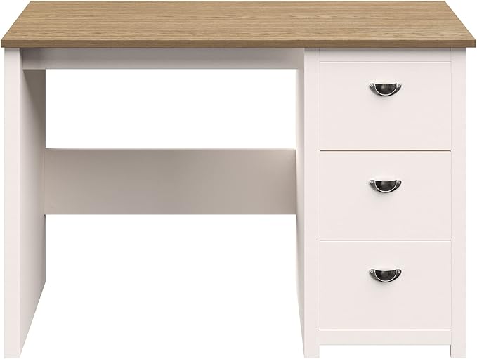 Computer Desk - Traditional Desk with Attached 3-Drawer File Cabinet - for Home Office Bedroom Computer or Craft Table by Lavish Home (White)