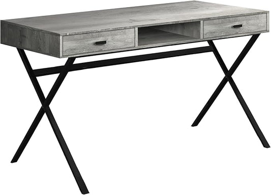 Rustic Grey Laptop Desk with Metal Base for Home Office Modern Kitchen Counter &amp Storage