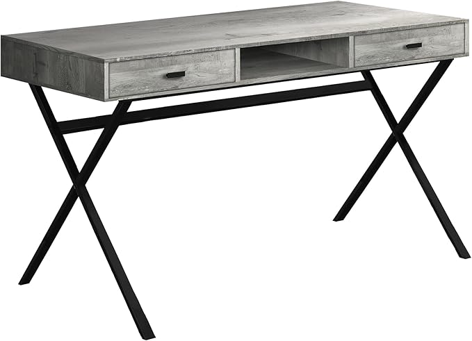 Computer Desk Home Office Laptop Storage Drawers 48 l Work Grey Laminate Black Metal Contemporary Modern GP713