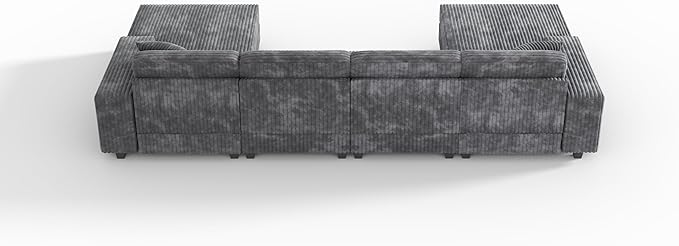 ERYE U-Shaped Modular Sectional Sofa Convertible Symmetrical Sofa Couch with Removable Chaise Lounges U Shaped Double Chaises Sectional Couches with Storage Armrests