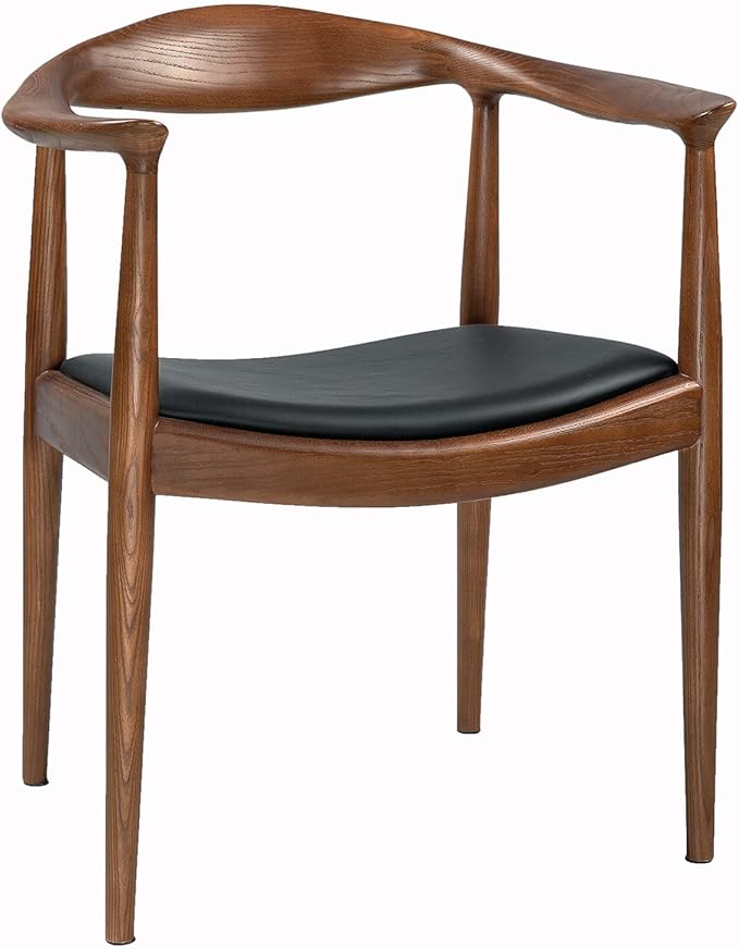 Kennedy Armchair Upholstered Dining Chair Presidential Mid-Century Modern Accent Chair in Walnut