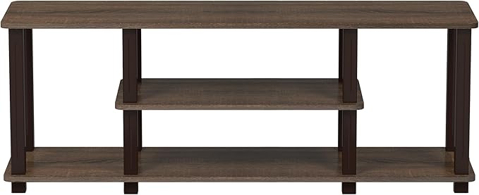 Furinno Turn-N-Tube No Tools 3D 3-Tier Entertainment TV Stand up to 50 inch TV Square Tubes Walnut/Brown