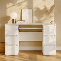 47'' Computer Desk with 6 Drawers and Keyboard Shelf Modern Wood Writing Desk with Storage for Home Office Bedroom Gaming Study or Vanity Table (White)