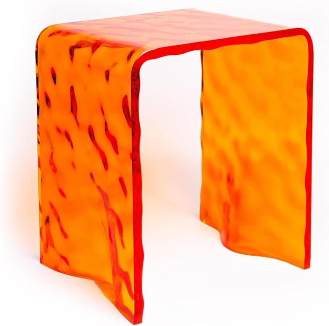 Yellow Ripple Acrylic Accent Chair – Modern Transparent Vanity Stool Waterproof &amp Durable for Living Room Bedroom or Bathroom – 13.9 W x 10.4 D x 15.9 H
