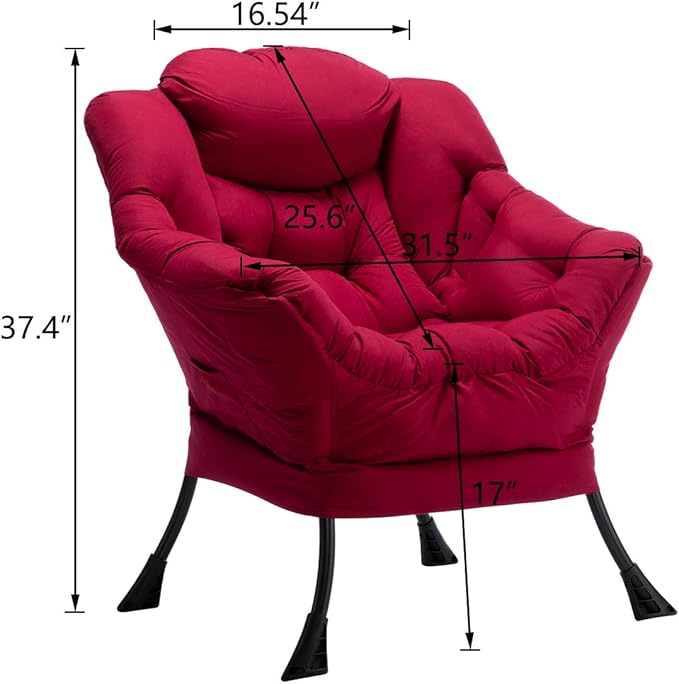 HollyHOME Lazy Chair with Armrest and Side Pocket Comfy Accent Lounge ChairLeisure Sofa Armchair for Living Room Bedroom Dorm or Small Spaces Oversized Reading Sofa Chair Burgundy