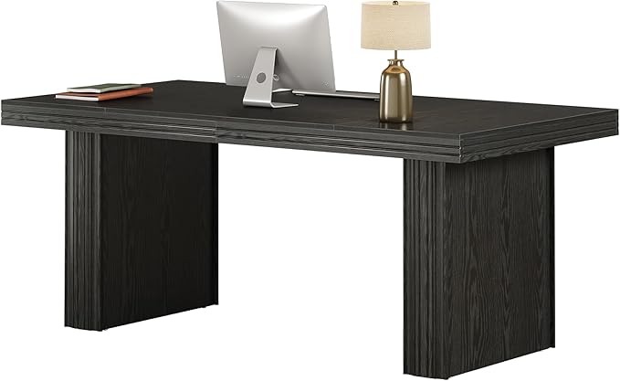 Tribesigns 63 Executive Desk Large Office Computer Desk with Heavy-Duty Legs and Thickened Desktop Elegant Writing Workstation Study Table Conference Table for Office Black