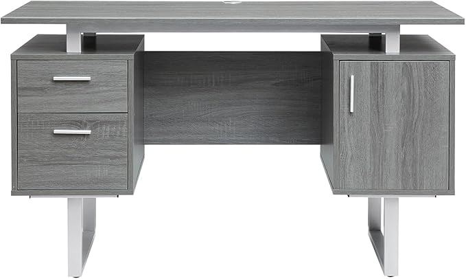 Techni Mobili Modern Office Desk with Storage Gray