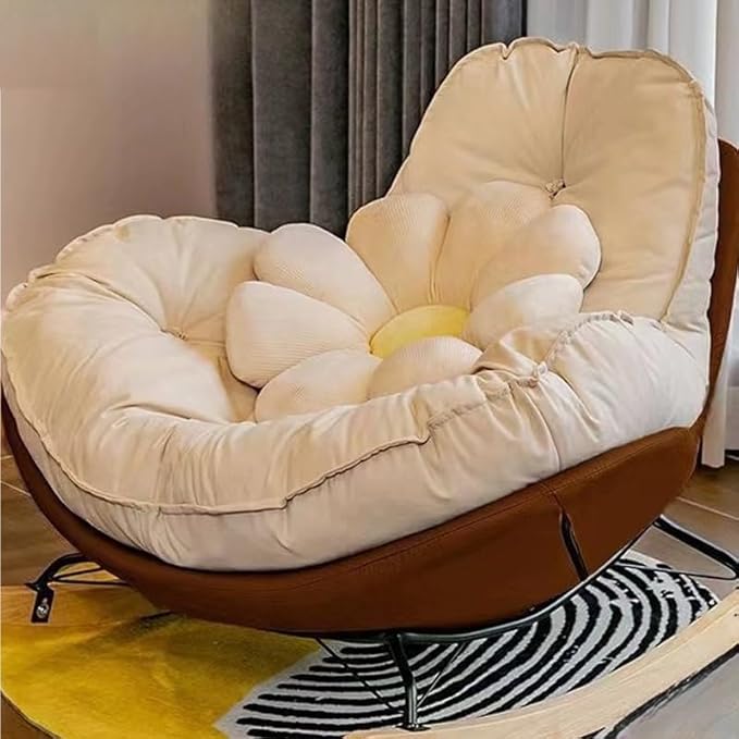 LITFAD Modern Upholstered Rocking Chair - Tufted Seat and Metal Legs Stylish Lounge Chair for Living Room Bedroom - Coffee