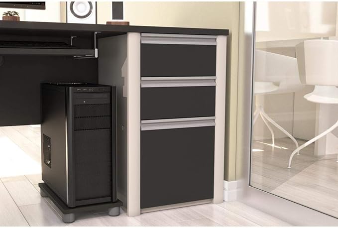 Bestar Connexion 16W Add-On 3 Drawer Pedestal in slate &amp sandstone