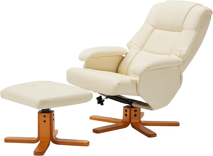 Swivel Recliner with Ottoman Chaise Lounge Chair Indoor Swivel Chairs for Living Room Small Space BedroomOffice (Beige)
