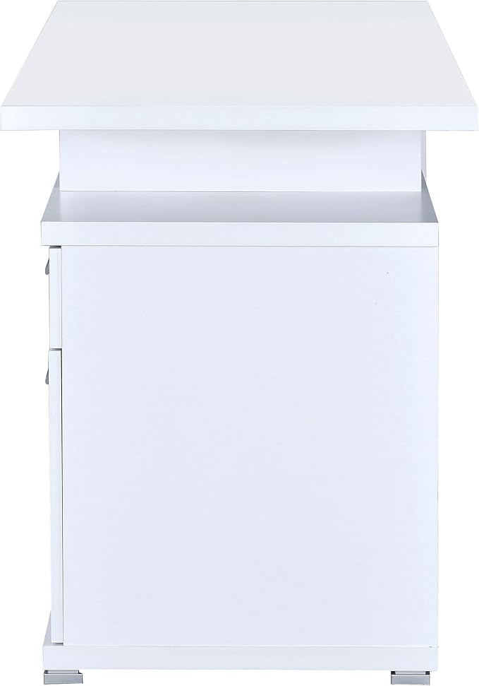Coaster Home Furnishings - Irving - Engineered Wood - 2-Drawer Computer Desk with File Cabinet Rectangular Desk with Smooth Top and Plastic Glides - Home Office - 47-Inch - White - 800110