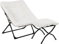Comfy Saucer Chair for Adults Soft Faux Fur Bedroom Chair with Ottoman Accent Dorm Chairs Living Room Reading Chairs and Footstool Folding Seat for Teens X-Large White
