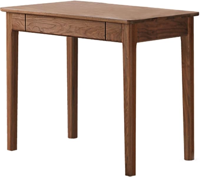 Mid-Century Modern Walnut Desk Solid Wood Desk Computer Desk with Drawers Writing Desk for Study Bedroom Work 39.37 W