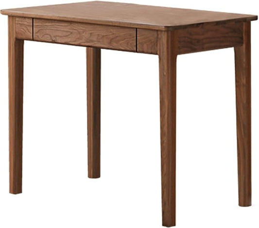 Mid-Century Modern Walnut Desk Solid Wood Desk Computer Desk with Drawers Writing Desk for Study Bedroom Work 39.37 W