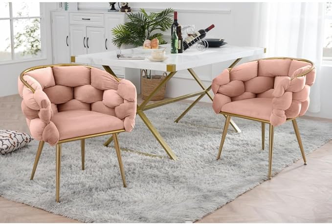Luxury Modern Simple Leisure Velvet Single Sofa Chair Bedroom Lazy Person Household Dresser Stool Manicure Table Back Chair (Pink + Velvet-1)