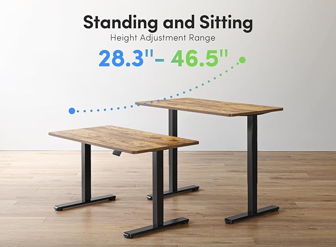 FEZIBO Electric Standing Desk 48 x 24 Inches Height Adjustable Stand up Desk Sit Stand Home Office Desk Computer Workstation Vintage Brown