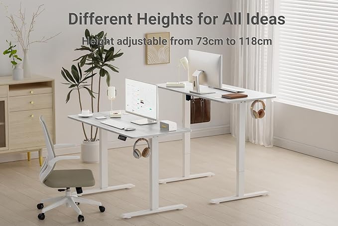 Standing Desk Height Adjustable Electric Desk 47.2 x 23.6 Inches Sit Stand up Desk Computer Home Office Desk Memory Preset with Two-Piece Desktop (Grey Oak Look 48 x 24 Inches)