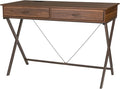 glitzhome 43 W Industrial Home Office Writing Desk with Power Outlet and USB Ports 2-Drawer Computer Laptop Table Walnut