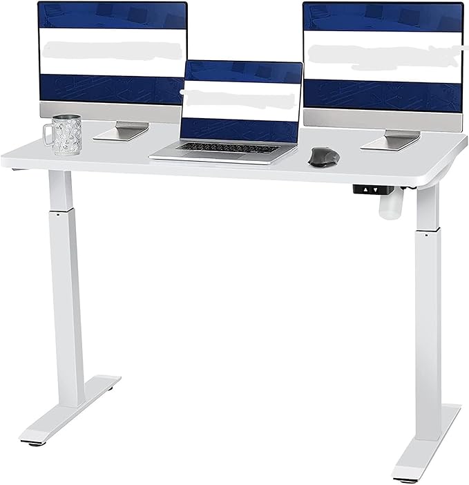 Whole Piece Electric Standing Desk 48 x 24 Inches Height Adjustable Desk Sit Stand Desk Home Office Desks - White