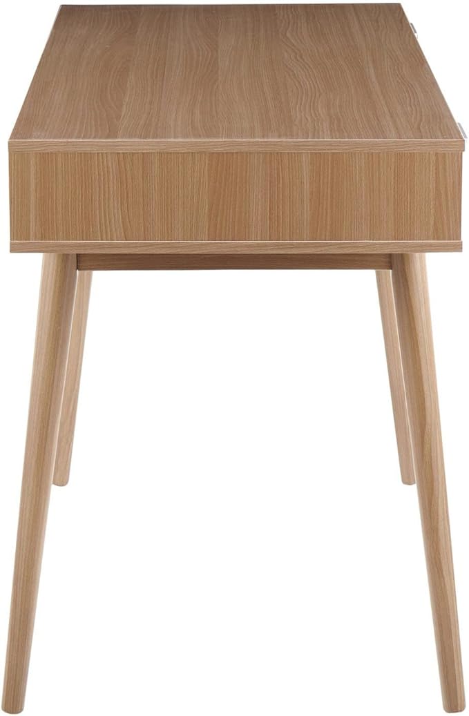 LumiSource Pebble Double Desk Home Office Desk Computer Desk with Drawers Natural Wood Desk White Desk Small Desk for Bedroom Gaming Desk Contemporary Desk