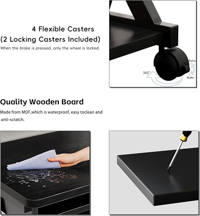 Zenira Small 24 Inch Tall Computer Desk with Drawers Corner Gaming Desk for Bedroom Home Office Black