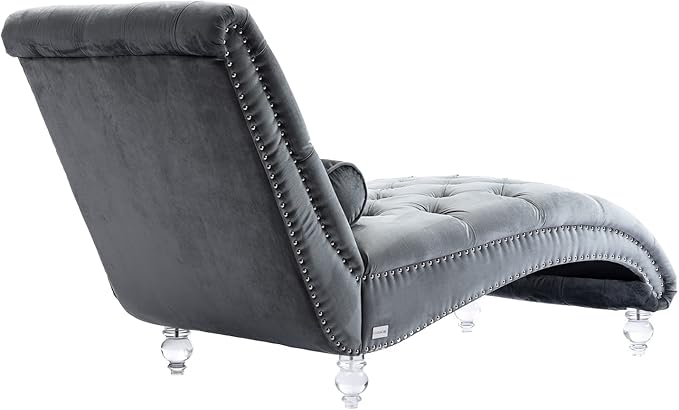Leisure Velvet Concubine Sofa Accent Sofa Chaise Reclining Lounger Barrel Sofa with Acrylic Feet (Sliver)