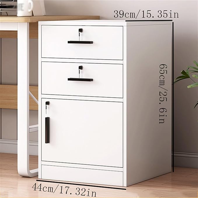 File Cabinets Office Filing CabinetWooden Two-Drawer Storage Cabinet with One DoorFiling Cabinet with LockMulti-Layer StorageSmall Side Cabinet File Storage Cabinets(White)