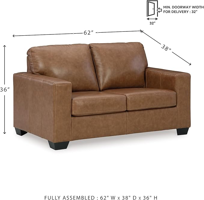 Signature Design by Ashley Bolsena Contemporary Leather Match Loveseat Dark Brown