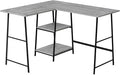 Computer Desk Home Office Corner Storage Shelves 48 l L Shape Work Laptop Grey Laminate Black Metal Contemporary Modern