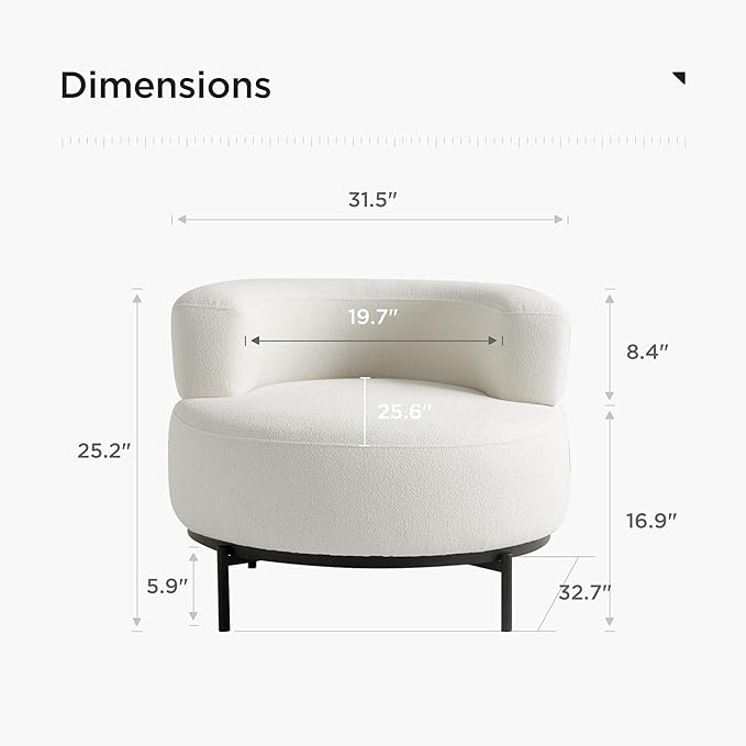 Acanva Modern Accent Chair with Wool-Like Fabric Metal Legs Reading Leisure Single Sofa for Living Room Bedroom Waiting Room Armchair