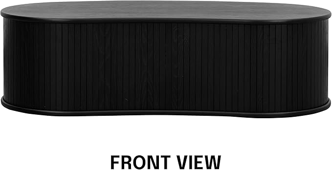 NTC Ripple Coffee Table Modern Oval Wooden Center Table with Vertical Groove Design Stylish Living Room Decor Contemporary Minimalist Style for Home and Office Effortless Assembly - Burnt Black