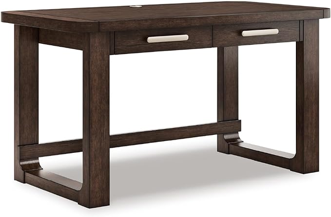 Signature Design by Ashley Breckington Contemporary 56 Home Office Computer Desk with 2 Drawers and Wire Management Dark Brown