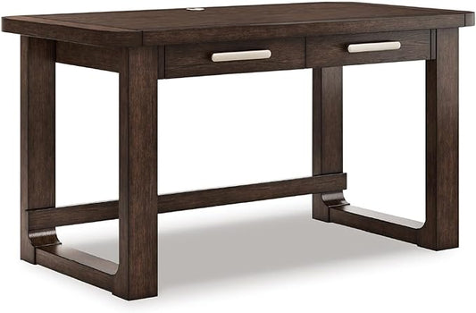 Signature Design by Ashley Breckington Contemporary 56 Home Office Computer Desk with 2 Drawers and Wire Management Dark Brown