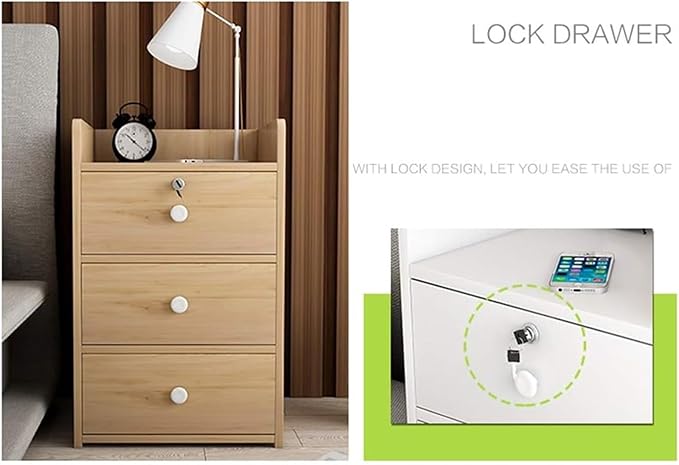 File Cabinet Office Filing Cabinet with Lock Three-Tier Drawer Cabinet Information Cabinet Under Desk Storage(Color:A)