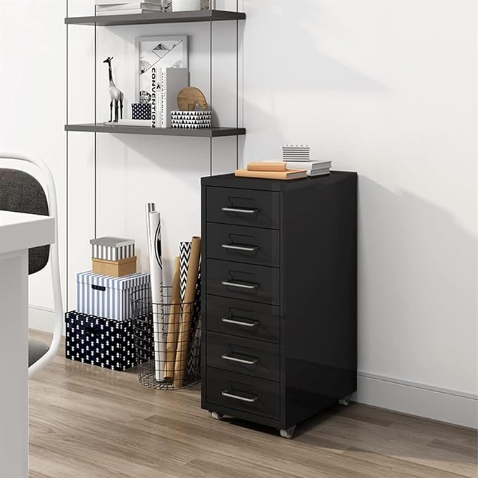 6 Drawer Mobile File Cabinet Drawer Cabinet Office Household Mobile Storage Cabinet Vertical Under Desk Storage(Color:F)