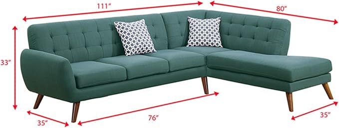 Poundex Bobkona Belinda Linen-Like Polyfabric SECTIONAL in Laguna