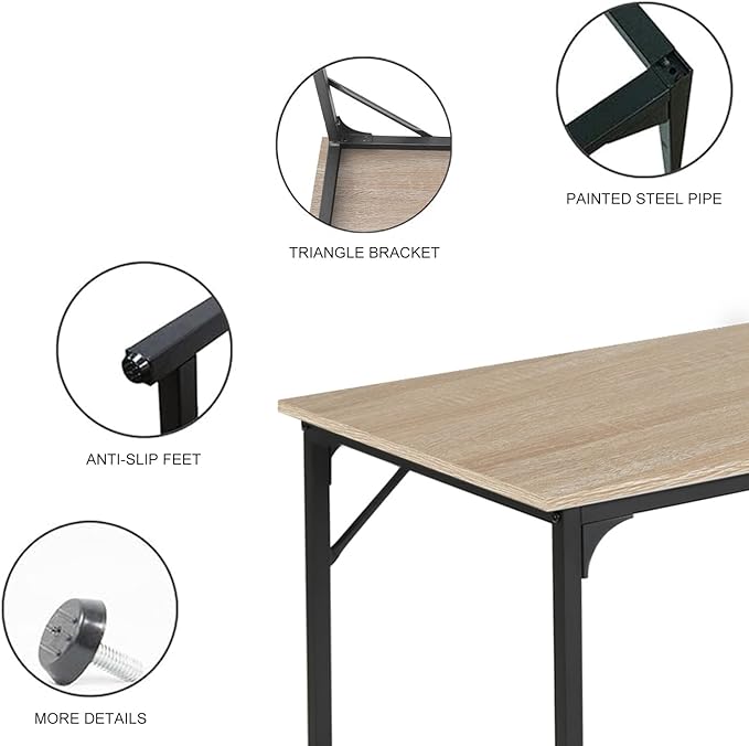 NChanmar 47 Inch Computer Desk Office Desk Gaming Desk with Metal Frame Writing Workstation for Home Office Space Saving Computer Table for Small Space (Nature) 47x19.6x29