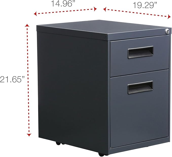 Alera ALE Two-Drawer Metal Pedestal File 14 7/8w x 19 1/8d x 21 3/4h Charcoal