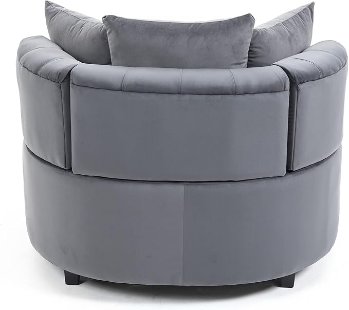 Modern Upholstered Tufted Barrel ChairVelvet Accent Chair with PillowsSingle Armrest Sofa Chair with Legs for Living RoomOfficeBedroom