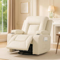 COMHOMA Recliner ChairPU Rocking Chair for AdultsSwivel Recliner with Cup HoldersSingle Sofa Seat with Side Pockets for Living RoomBedroom(White)