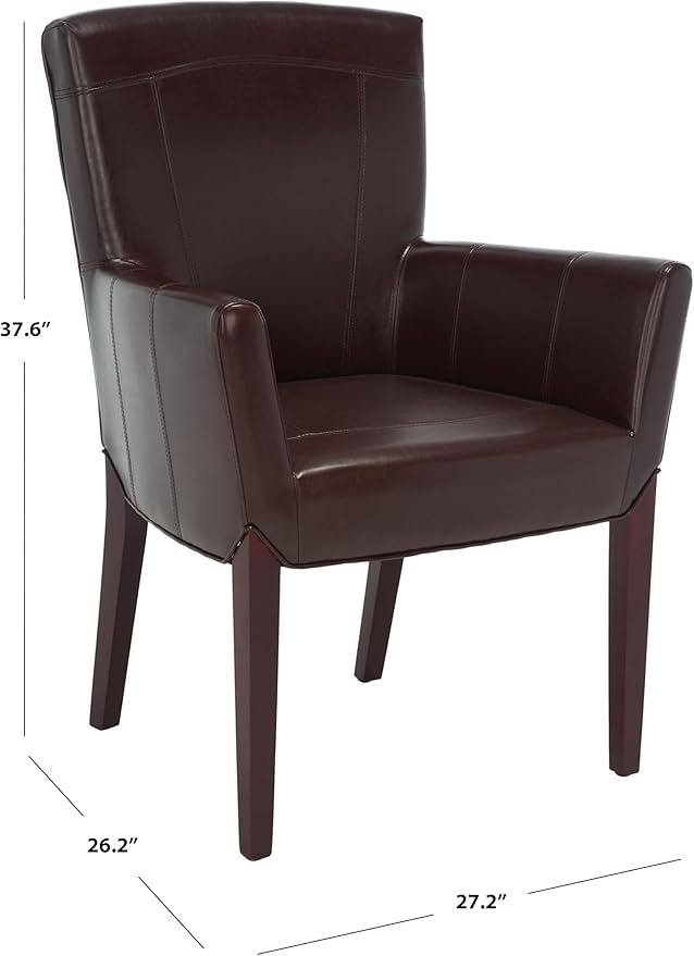 Safavieh Hudson Collection Greenwich Bicast Leather Arm Chairs Brown