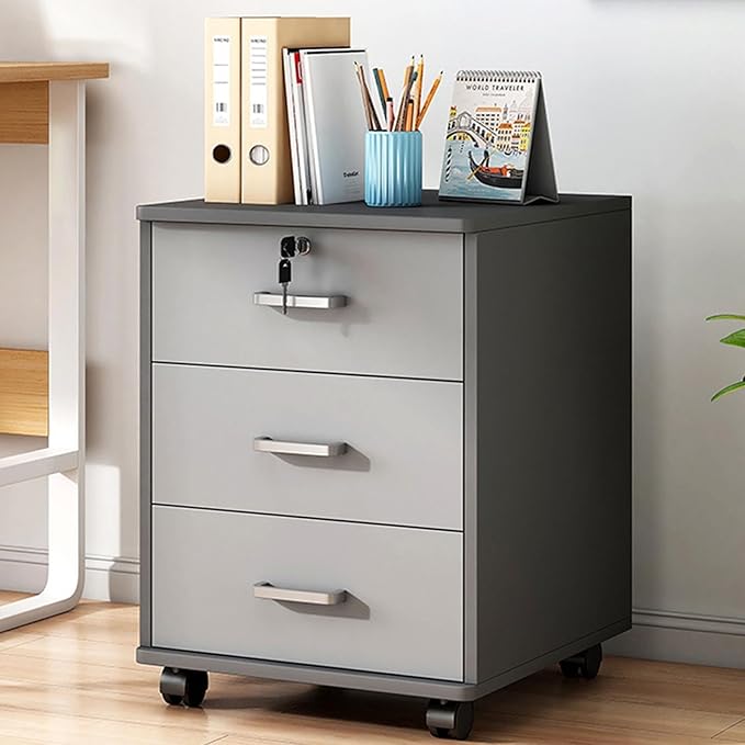 Lockable Mobile File Cabinet Black Rolling Storage Solution With Thickened Top For Office &amp Craft Supplies Secure Document Nizer On Wheels Efficient &amp Stylish DesignGrau-40x34x59cm/16x13x23in