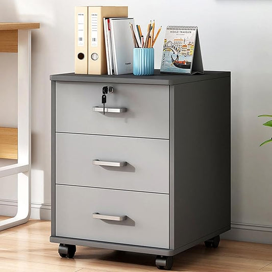 Lockable Mobile File Cabinet Black Rolling Storage Solution With Thickened Top For Office &amp Craft Supplies Secure Document Nizer On Wheels Efficient &amp Stylish DesignGrau-40x34x59cm/16x13x23in