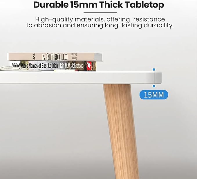 Modern White Wooden Computer Table 40 L x 20 W x 30 H inches – Durable and Stylish Desk for Home Office Bedroom or Study