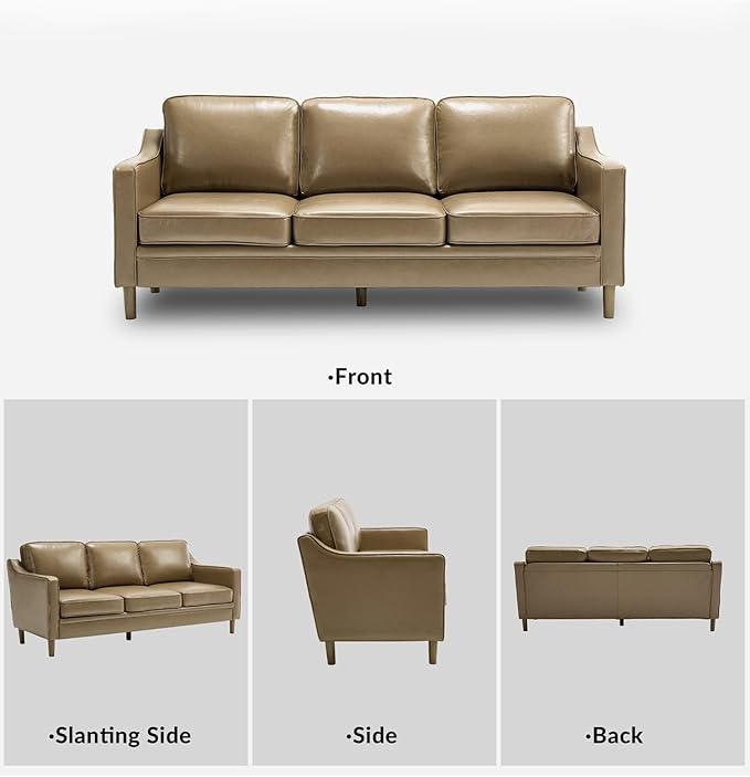 Kingfun Living Room Furniture Sets 3 Seater Couch and Armchair Mid Century Modern Sofa Set Faux Leather Couch with Solid Wood Frame for Living Room &amp Bedroom Olive Green