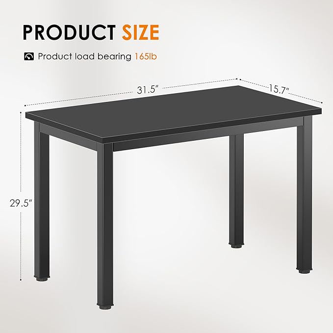 DlandHome 31.5 inches Small Computer Desk for Home Office Activity Table Writing Table for Small Spaces Study Table Student Laptop Desk Black DND-AC3CB-8040