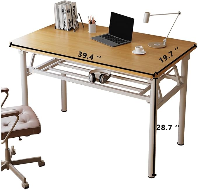 Small Folding Desk No Assembly39.4 Inch Folding Computer Desk Small Foldable Table for Home Office.