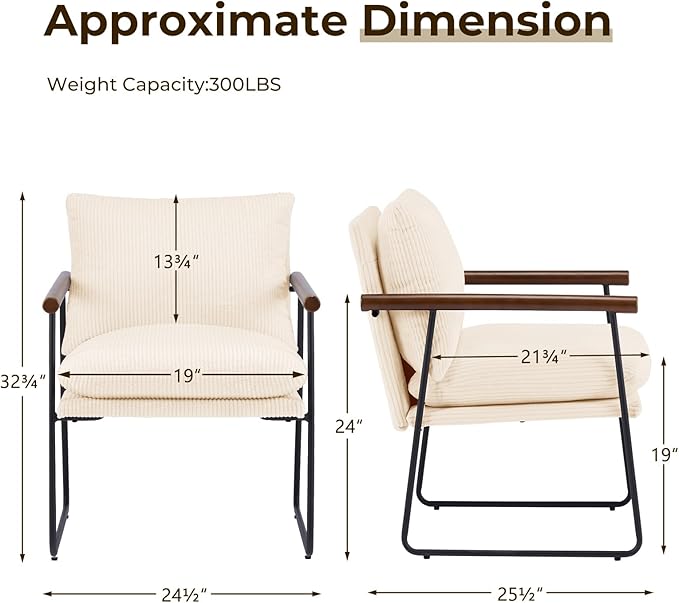 Furnilivng Small Sling Accent Chair Comfortable Boucle Fabric Arm Chair Upholstered Cozy Reading Chair for Living Room Bedroom Dressing Room Home Office Beige