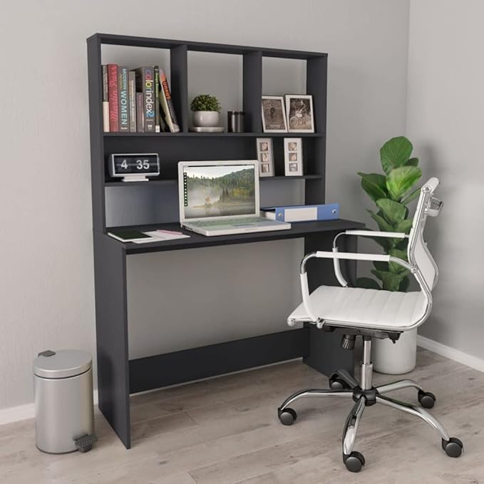 Small Computer DeskSchool Writing DeskHome Office DeskStudy DeskWork Home Office Desk for Small SpaceDesk with Shelves Gray 43.3x17.7x61.8 Chipboard