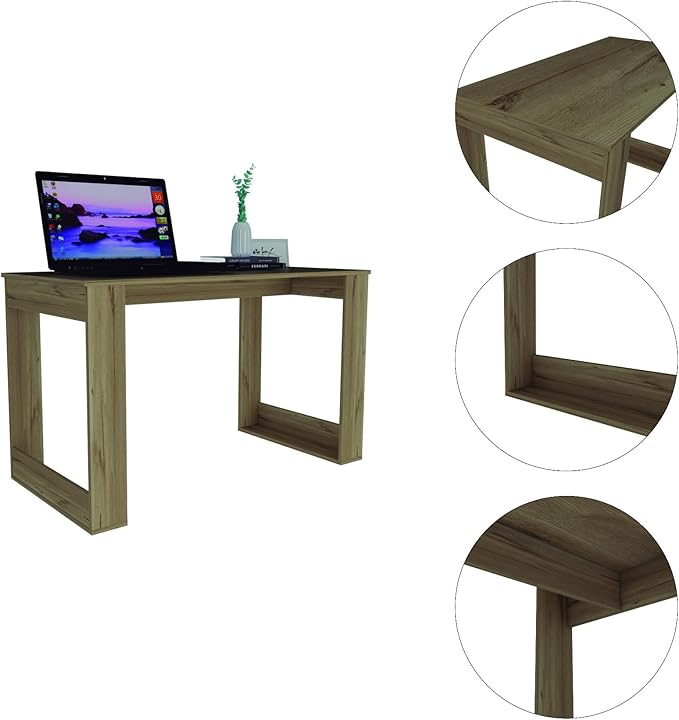 Penau Rectangle Computer Desk Smokey Oak Finish 28.7 Inch High 47.2 Inch Wide 23.6 Inch Deep Compact Design with 1 Shelf Ideal for Home Office and Remote Learning
